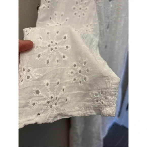 Laura Bianchi Italy Eyelet Midi Dress White Cotton Tiered Cottagecore Lined Sz S - Picture 5 of 16